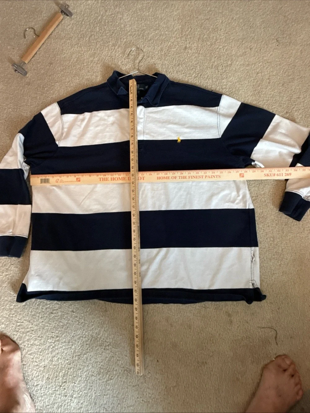 Vtg Ralph Lauren Men’s Navy and White Striped Rugby Polo Preppy | Men's 3XB